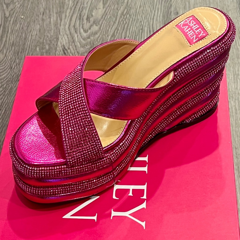 Ashley Kahen platform rhinestone wedge heel